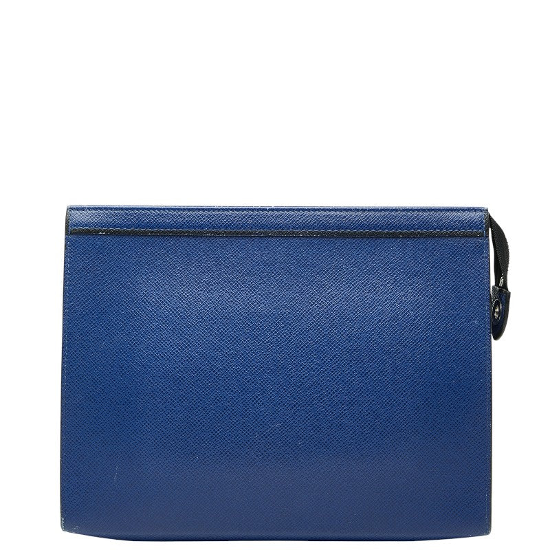 ルイ ヴィトン タイガ ポシェットヴォワヤージュ MM クラッチバッグ セカンドバッグ M30575 ブルー レザー メンズ LOUIS VUITTON 【中古】