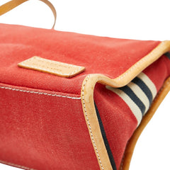 バーバリー ブルーレーベル ハンドバッグ ポーチ レッド マルチカラー キャンバス レザー レディース BURBERRY 【中古】