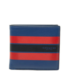 コーチ ストライプ 札入れ 二つ折り財布 ネイビー マルチカラー レザー メンズ COACH 【中古】