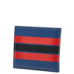 コーチ ストライプ 札入れ 二つ折り財布 ネイビー マルチカラー レザー メンズ COACH 【中古】