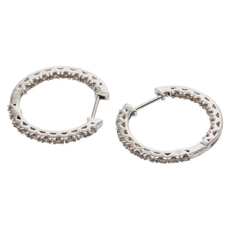 K18WG ホワイトゴールド ダイヤ0.50ct フープピアス レディース 【中古】