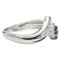 Pt900 プラチナ サファイア0.39ct ダイヤ0.05ct リング 指輪 レディース 12.5号 【中古】