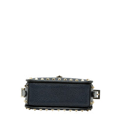 ヴァレンティノ スタッズ ショルダーバッグ ネイビー ゴールド レザー レディース VALENTINO 【中古】