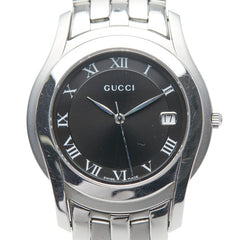 グッチ 腕時計 5500M スイス製クオーツ ブラック文字盤 ステンレススチール メンズ GUCCI 【中古】