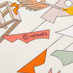 エルメス カレ90 ACADEMIA HIPPICA スカーフ ホワイト マルチカラー レディース HERMES 【中古】