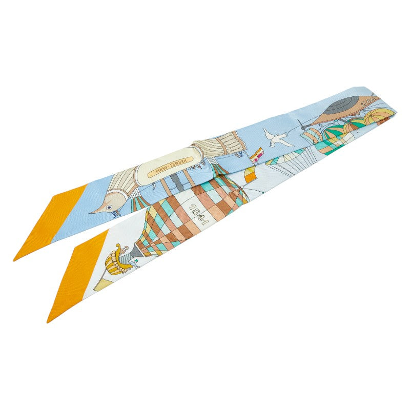 エルメス ツイリー LES FOLIES DU CIEL 大空の狂気 スカーフ ライトブルー マルチカラー レディース HERMES 【中古】