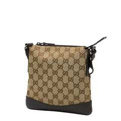グッチ GGキャンバス パンチング 斜め掛け ショルダーバッグ 147671 ベージュ ブラウン キャンバス レザー レディース GUCCI 【中古】