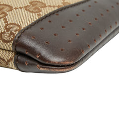 グッチ GGキャンバス パンチング 斜め掛け ショルダーバッグ 147671 ベージュ ブラウン キャンバス レザー レディース GUCCI 【中古】