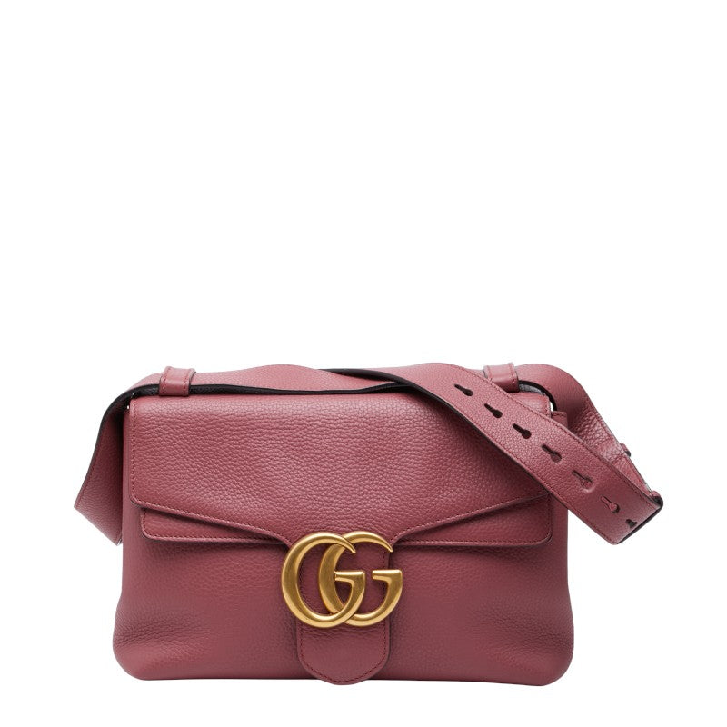 グッチ GGマーモント ショルダーバッグ 401173 ピンク レザー レディース GUCCI 【中古】