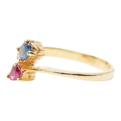 K18YG イエローゴールド ダイヤ0.14ct ルビー0.20ct サファイア リング 指輪 レディース 9.5号 【中古】