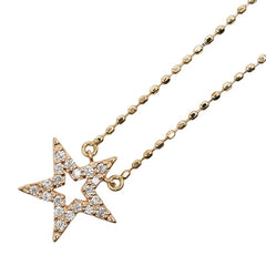 スタージュエリー K10YG イエローゴールド ダイヤ0.08ct SJX スターモチーフ ネックレス レディース STAR JEWELRY 【中古】