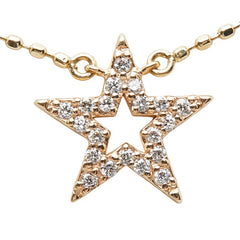 スタージュエリー K10YG イエローゴールド ダイヤ0.08ct SJX スターモチーフ ネックレス レディース STAR JEWELRY 【中古】