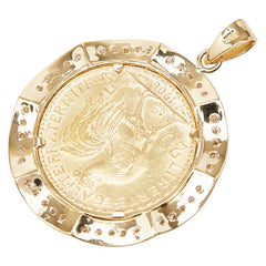 K21.6 ゴールド ダイヤ0.57ct フランス 20フラン金貨 6.4516g 女神の横顔と雄鶏 ペンダントトップ ネックレス レディース 【中古】