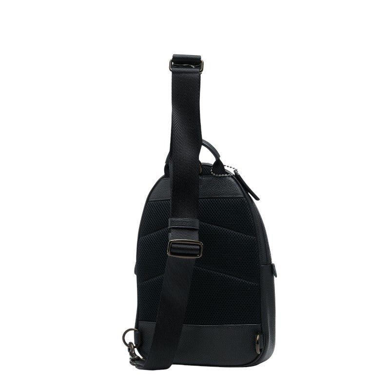 コーチ チャーター パック 斜め掛け ボディバッグ ブラック レザー メンズ COACH 【中古】