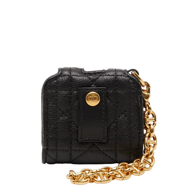 ディオール カナージュ カロ AirPodsケース イヤホンケース ベルト ブラック レザー レディース Dior 【中古】