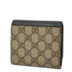 グッチ GGスプリーム GGマーモント 二つ折り財布 598587 ブラック ベージュ PVC レザー レディース GUCCI 【中古】