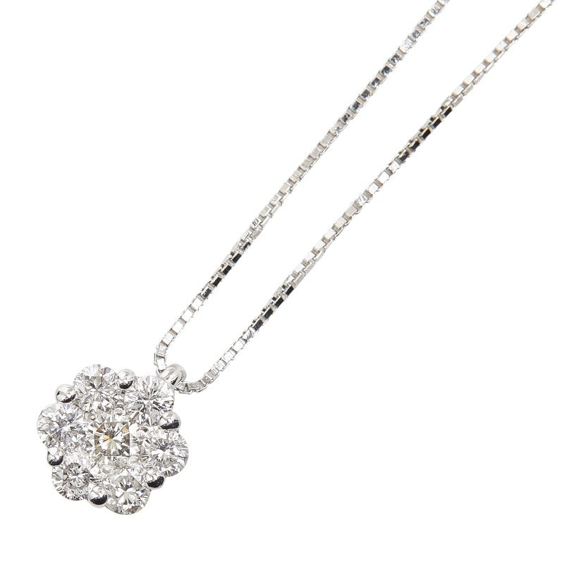 K18WG ホワイトゴールド ダイヤ0.50ct ペンダントネックレス レディース 【中古】