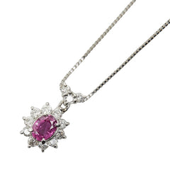 Pt900 プラチナ Pt850 プラチナ ルビー0.44ct ダイヤ0.32ct ペンダントトップ ネックレス レディース 【中古】