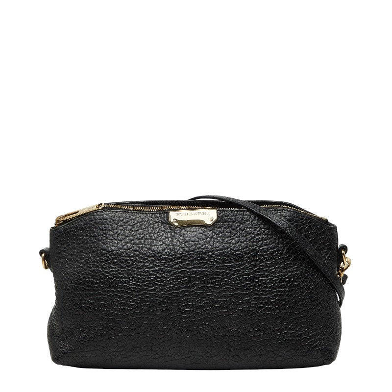 バーバリー 斜め掛け ショルダーバッグ ブラック ゴールド レザー レディース BURBERRY 【中古】