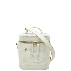 シャネル ココマーク バニティバッグ チェーン ショルダーバッグ ホワイト ゴールド レザー レディース CHANEL 【中古】
