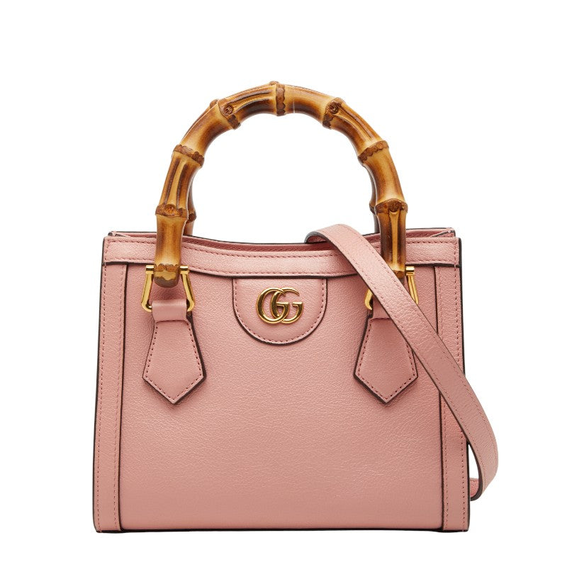 グッチ バンブー ダイアナ ハンドバッグ ショルダーバッグ 2WAY 655661 ピンク レザー レディース GUCCI 【中古】