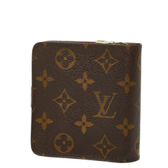 ルイ ヴィトン モノグラム コンパクトジップ 二つ折り財布 M61667 ブラウン PVC レザー レディース LOUIS VUITTON 【中古】