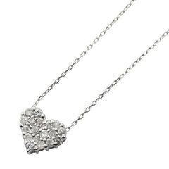 K10WG ホワイトゴールド ダイヤ0.20ct ハートモチーフ ネックレス レディース 【中古】
