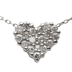 K10WG ホワイトゴールド ダイヤ0.20ct ハートモチーフ ネックレス レディース 【中古】