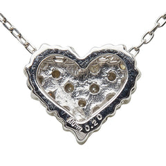 K10WG ホワイトゴールド ダイヤ0.20ct ハートモチーフ ネックレス レディース 【中古】