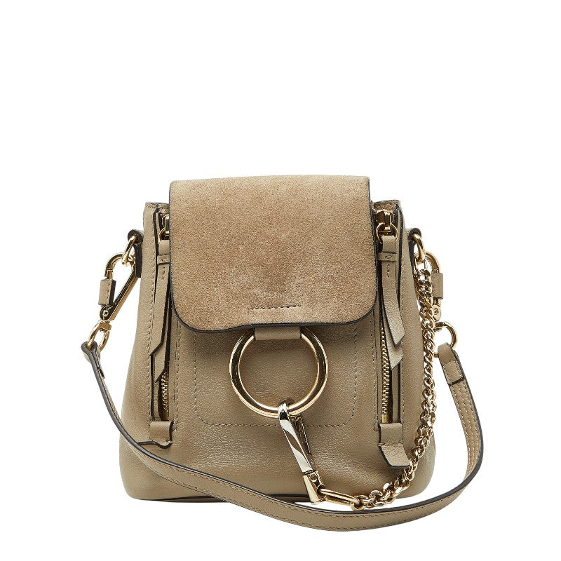 クロエ フェイ リュック バックパック ハンドバッグ 2WAY グレージュ レザー スウェード レディース Chloe 【中古】