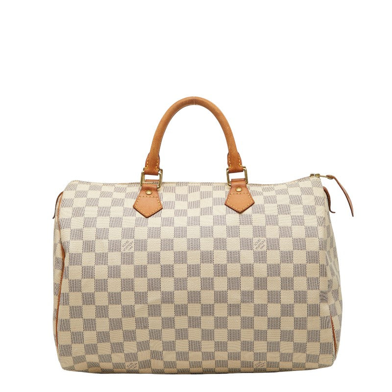 ルイ ヴィトン ダミエ アズール スピーディ35 ハンドバッグ ボストンバッグ N41535 ホワイト PVC レザー レディース LOUIS VUITTON 【中古】