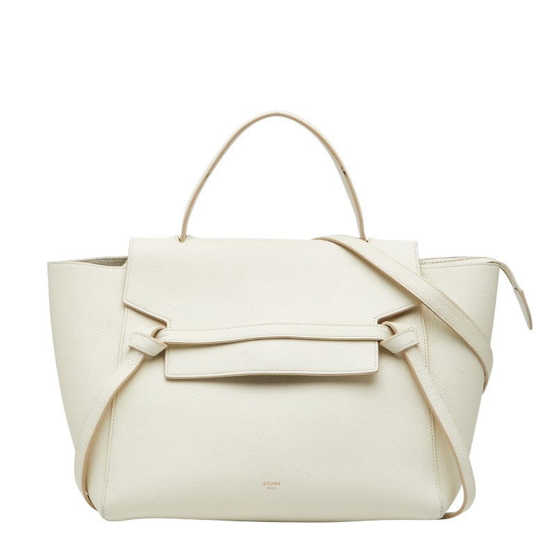 セリーヌ ベルトバッグ ナノ ハンドバッグ ショルダーバッグ 2WAY ホワイト アイボリー レザー レディース CELINE 【中古】
