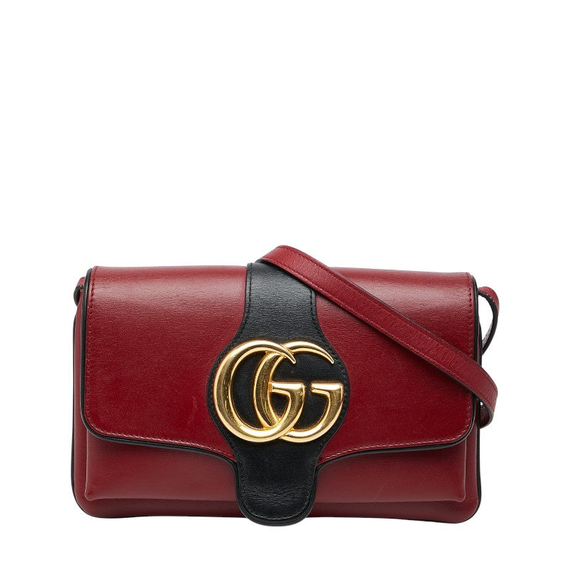 グッチ GGマーモント アリー 斜め掛け ショルダーバッグ 550129 レッド ブラック レザー レディース GUCCI 【中古】