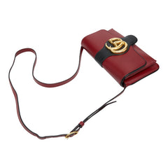 グッチ GGマーモント アリー 斜め掛け ショルダーバッグ 550129 レッド ブラック レザー レディース GUCCI 【中古】