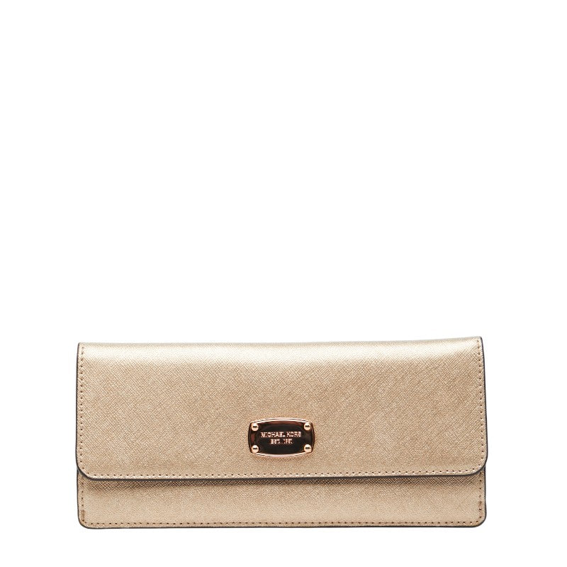 マイケルコース ロゴ 長財布 ゴールド レザー レディース Michael Kors 【中古】