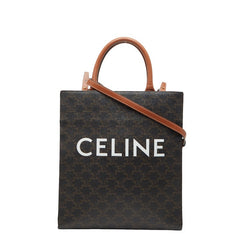 セリーヌ トリオンフ バーティカル カバ スモール トートバッグ ショルダーバッグ 2WAY ブラック ブラウン PVC レザー レディース CELINE 【中古】