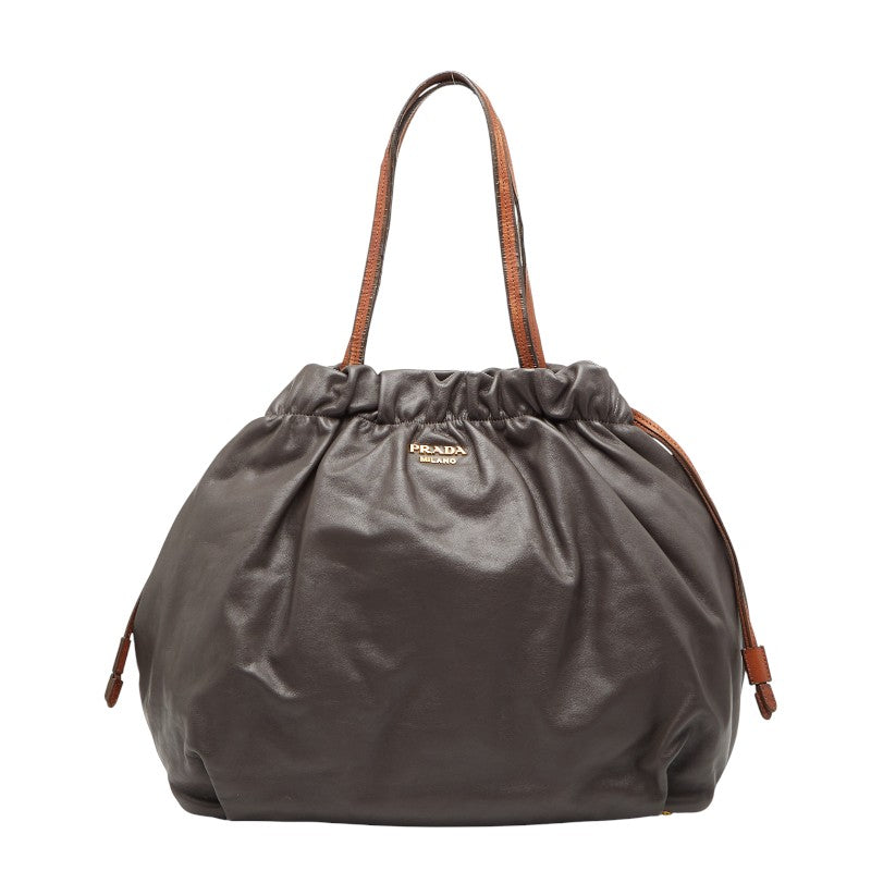 プラダ トートバッグ ショルダーバッグ ブラウン レザー レディース PRADA 【中古】