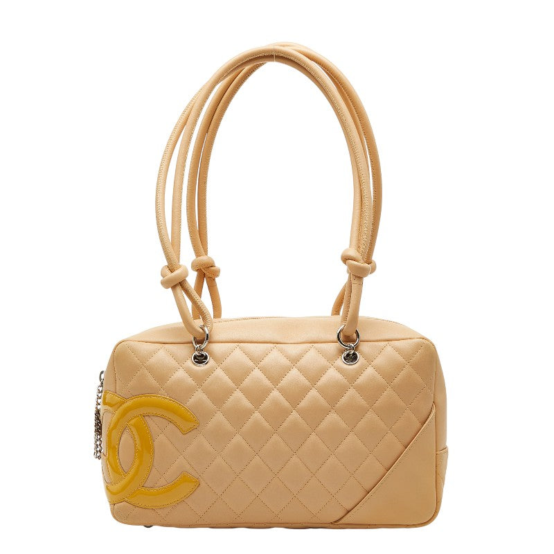 シャネル マトラッセ カンボン ハンドバッグ ボーリングバッグ 10番台 ベージュ レザー レディース CHANEL 【中古】