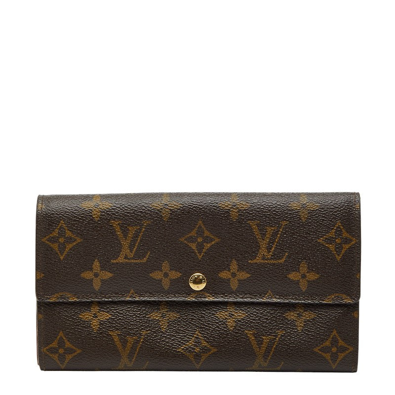 ルイ ヴィトン モノグラム ポシェット ポルト モネ クレディ 長財布 M61725 ブラウン PVC レザー レディース LOUIS VUITTON 【中古】