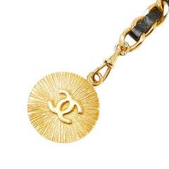 シャネル ココマーク ライオン モチーフ チェーンベルト ゴールド ブラック メッキ レザー レディース CHANEL 【中古】