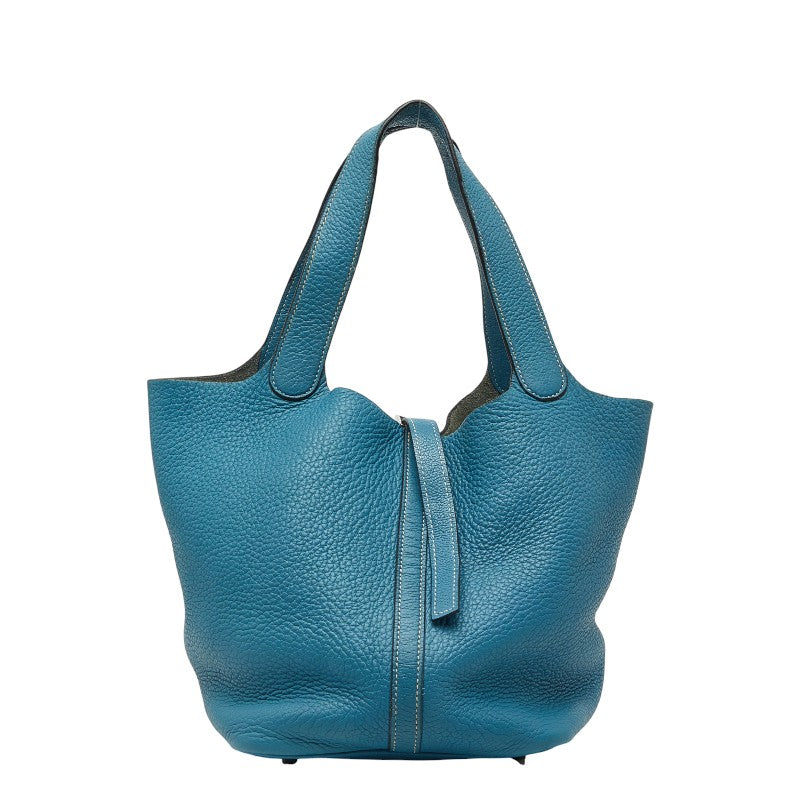 エルメス ピコタンMM ハンドバッグ ブルー系 シルバー金具 トリヨンクレマンス レディース HERMES 【中古】