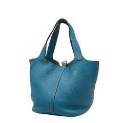 エルメス ピコタンMM ハンドバッグ ブルー系 シルバー金具 トリヨンクレマンス レディース HERMES 【中古】