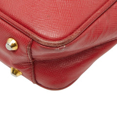 プラダ 三角ロゴプレート ラックス ミニ ショルダーバッグ ハンドバッグ 2WAY レッド サフィアーノレザー レディース PRADA 【中古】