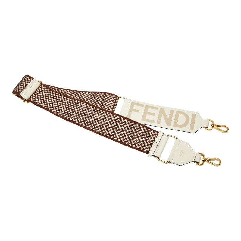 フェンディ ショルダーストラップ ブラウン ホワイト キャンバス レザー レディース FENDI 【中古】