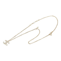 シャネル ココマーク ラインストーン パール ネックレス シャンパンゴールド メッキ フェイクパール レディース CHANEL 【中古】