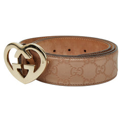 グッチ グッチシマ ハート ベルト サイズ:95/38 245856 ピンク レザー メンズ GUCCI 【中古】