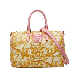 ヴェルサーチェ メデューサ ミニボストンバッグ ショルダーバッグ 2WAY ベージュ マルチカラー PVC レザー レディース VERSACE 【中古】