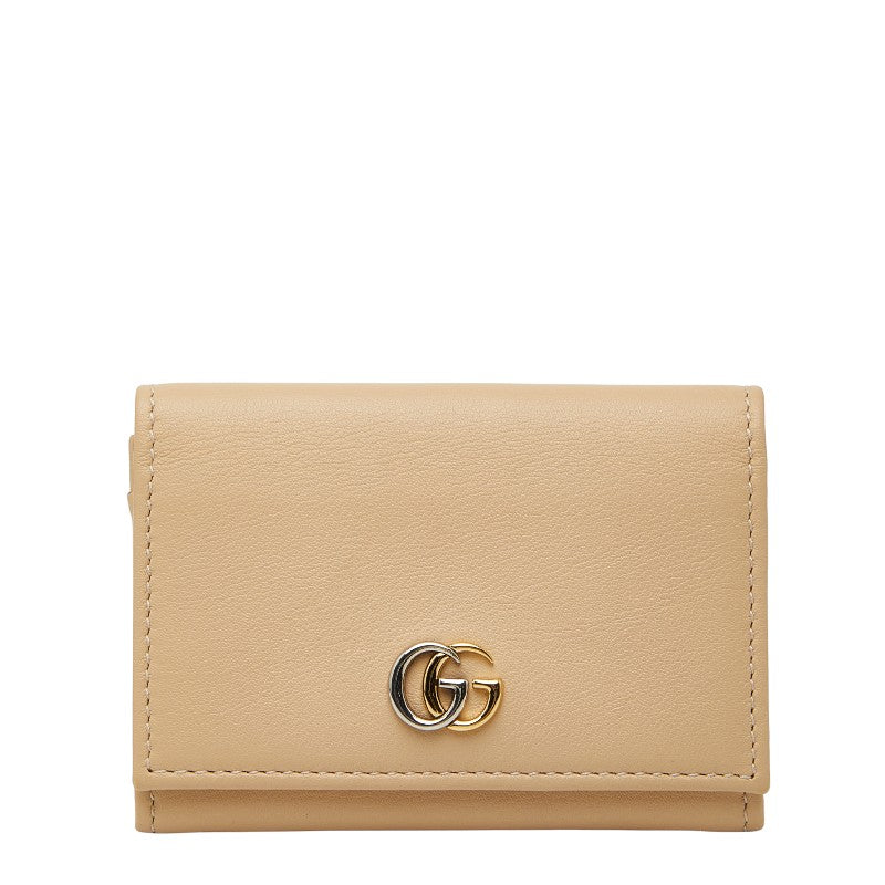 グッチ ダブルG カードケース 790067 ベージュ レザー レディース GUCCI 【中古】