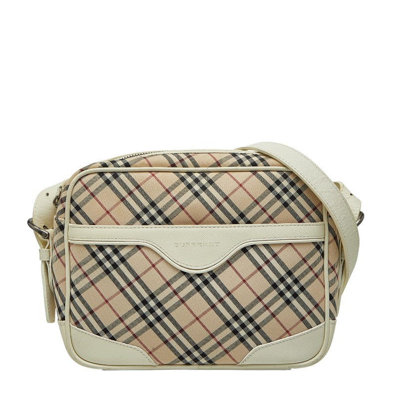 バーバリー ノバチェック 斜め掛け ショルダーバッグ ベージュ マルチカラー キャンバス レザー レディース BURBERRY 【中古】