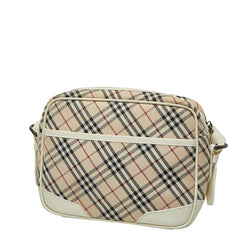 バーバリー ノバチェック 斜め掛け ショルダーバッグ ベージュ マルチカラー キャンバス レザー レディース BURBERRY 【中古】